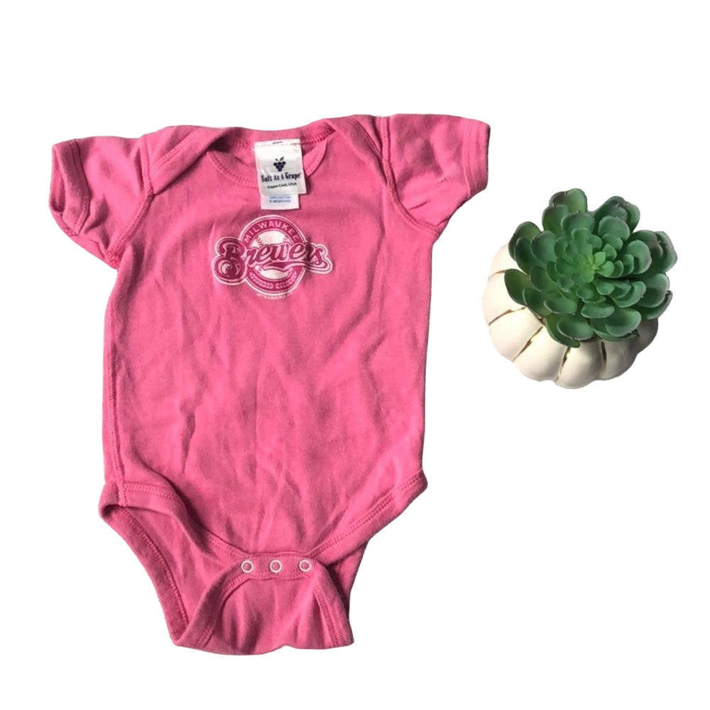 🍭6/$30 Milwaukee Brewers short sleeve baseball onesie for baby girl - 6 months